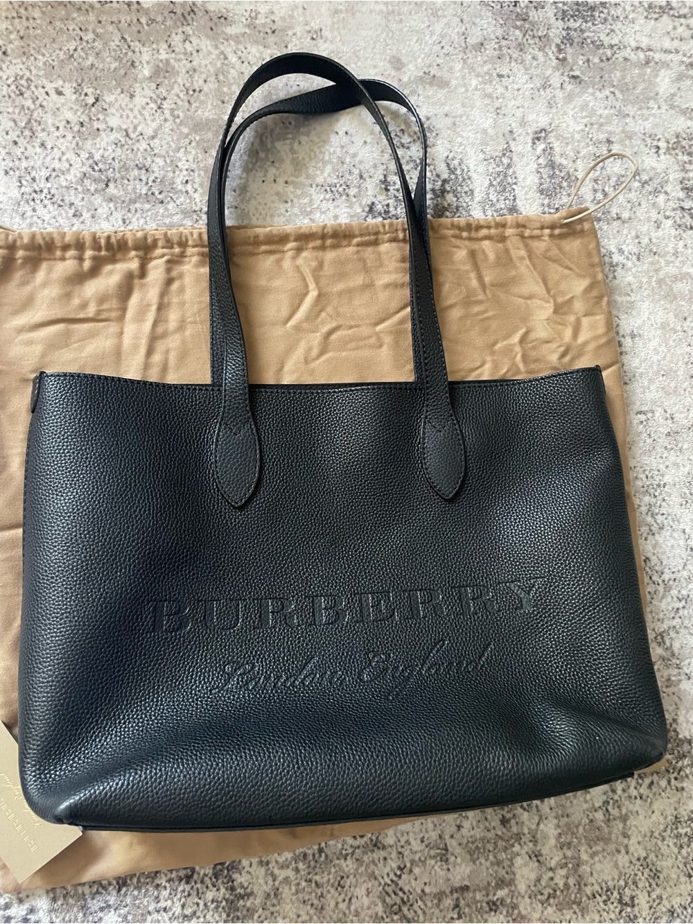 BURBERRY Remington Calf Grain Leather Tote/Shoulder/Bag Womens Black